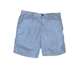 Tommy Bahama Shorts Mens 35 Blue Chino Flat Front Linen Cotton Spandex 10 Inseam